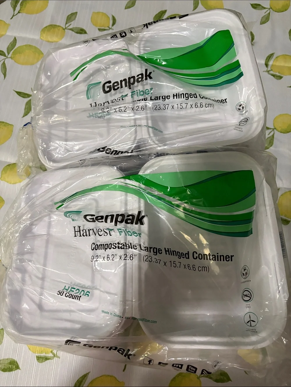 Harvest Fiber Compostable Large Hinged Container - White